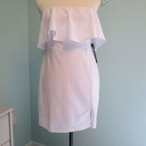 BEBE Ruffle Off-The-Shoulder Mini Dress-White Size: M-NWT